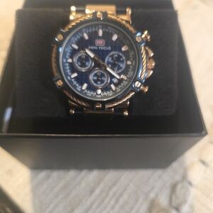 Gold and Black Chronograph Watch